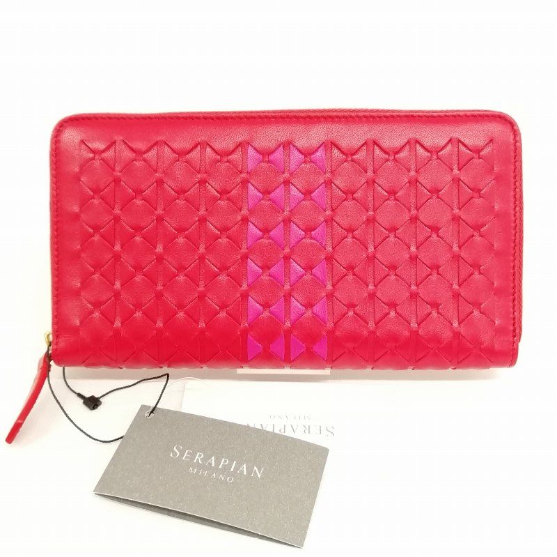 SERAPIAN セラピアン ラウンドジップ ロング ウォレット 長財布 レッド 