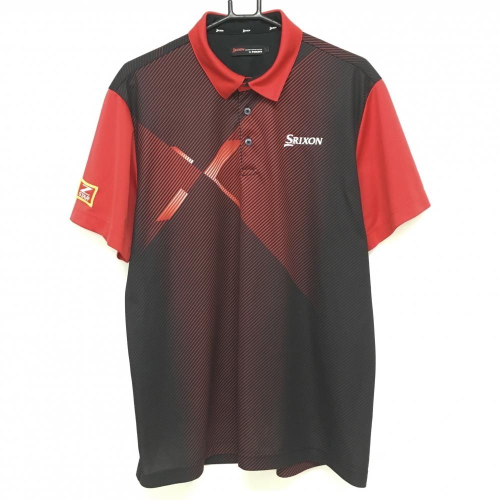 超美品】スリクソンバイデサント 半袖ポロシャツ レッド×黒 身頃