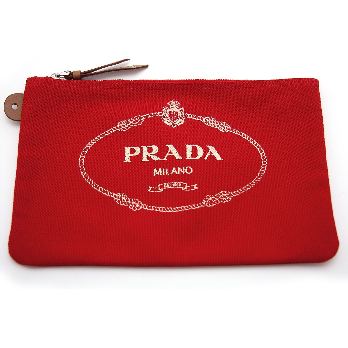 柄デザイン無地新品 未使用 PRADA ポーチ プラダ 赤 レッド キャンパス ...