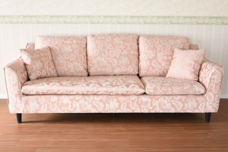 オットマン付 ピンクｘ白の花柄