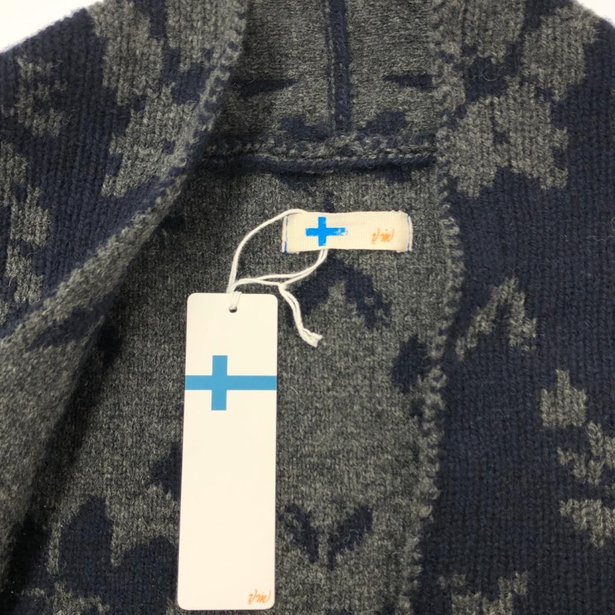 VM ヴーム（パラスパレス） 花柄 総柄 厚手 長袖ロング カーディガン 良好 サイズ:0  ネイビー  レディース  サンダルモチーフ付 良好 VM ヴーム（パラスパレス） 花柄 総柄 厚手 長袖ロング