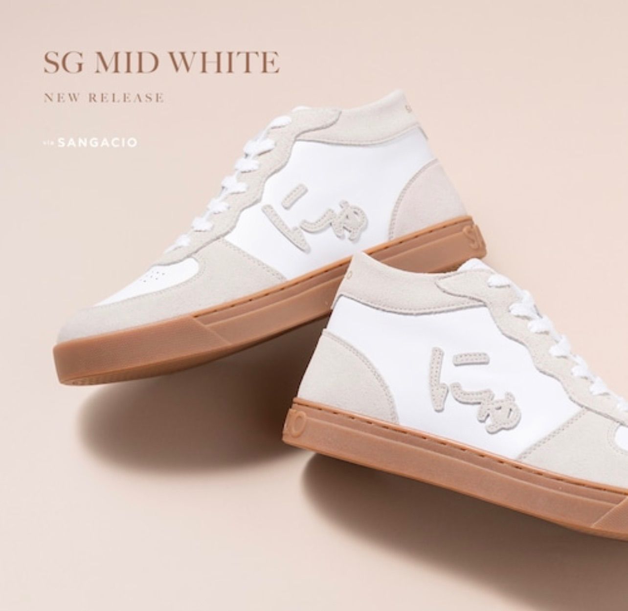 via SANGACIO/サンガッチョ にゅ SG MID ホワイト スニーカー/26.0 
