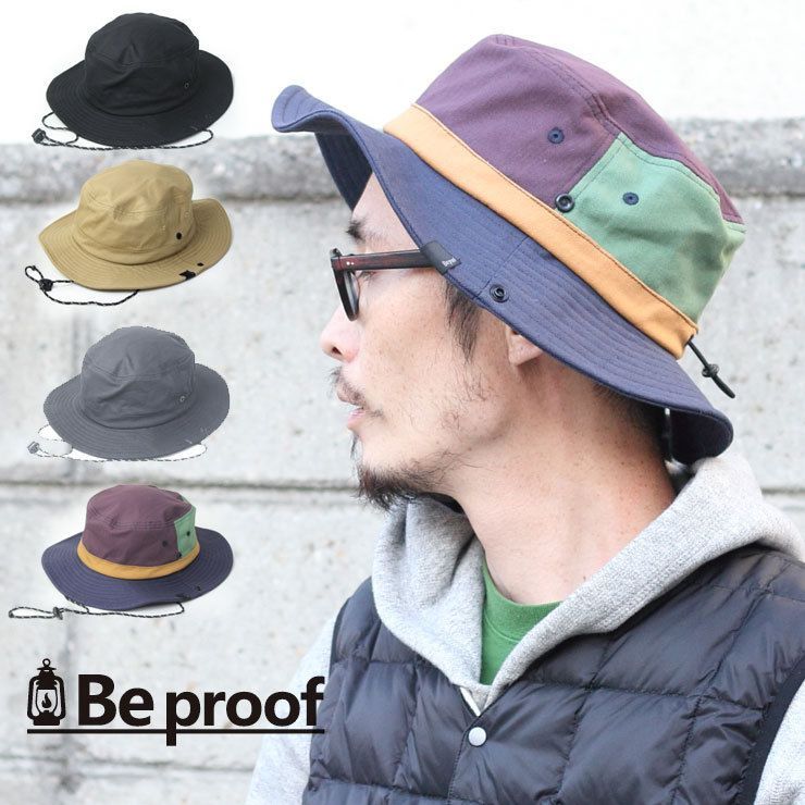 サファリハット レディース 秋冬 難燃 キャンプ 帽子 ハット メンズ Be PROOF 難燃 コットン アドベンチャーハット