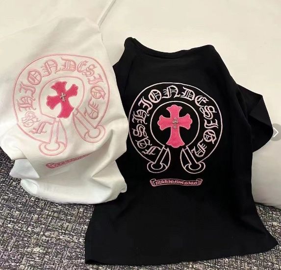 Chrome Hearts クロムハーツ Tシャツ 半袖 シャツ 夏 ホワイト＆ピンク コットン 並行輸入品