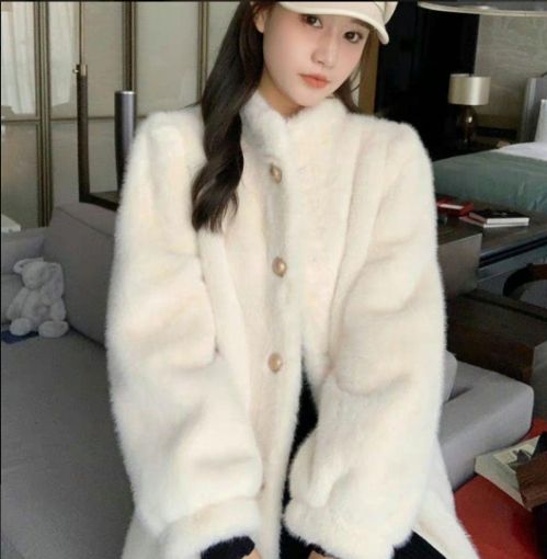 ふんわり パフ スリーブ ❤️ロング ファー コート ゆったり シルエット