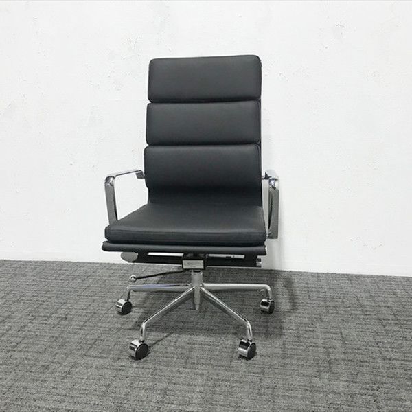 デザイナーズチェア ハイバック パッド付 肘付 ブラック オフィスチェア