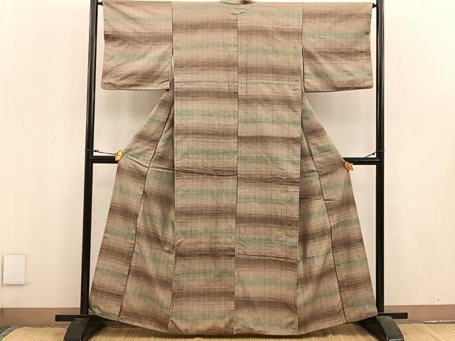 平和屋着物▽本塩沢 単衣 流水文 正絹 逸品 AAAZ3993jh