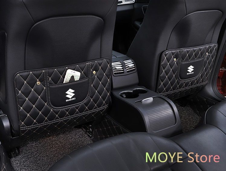 スズキ SUZUKI 車用シートカバー 後部座席収納　バックプロテクター キックマット シートバックポケット 蹴り防止　ブラック 2個セット アルト[Alto] Vitera SuperVitera Ingnis ジムニー