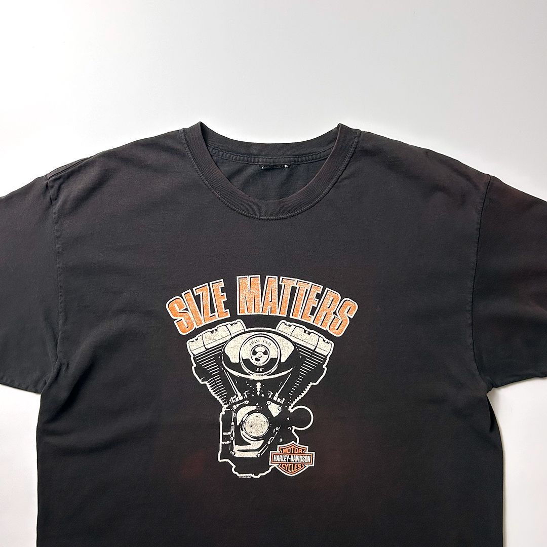 Harley-Davidson Tシャツ L ブラック 鬼フェード ボロ加工 ハーレー
