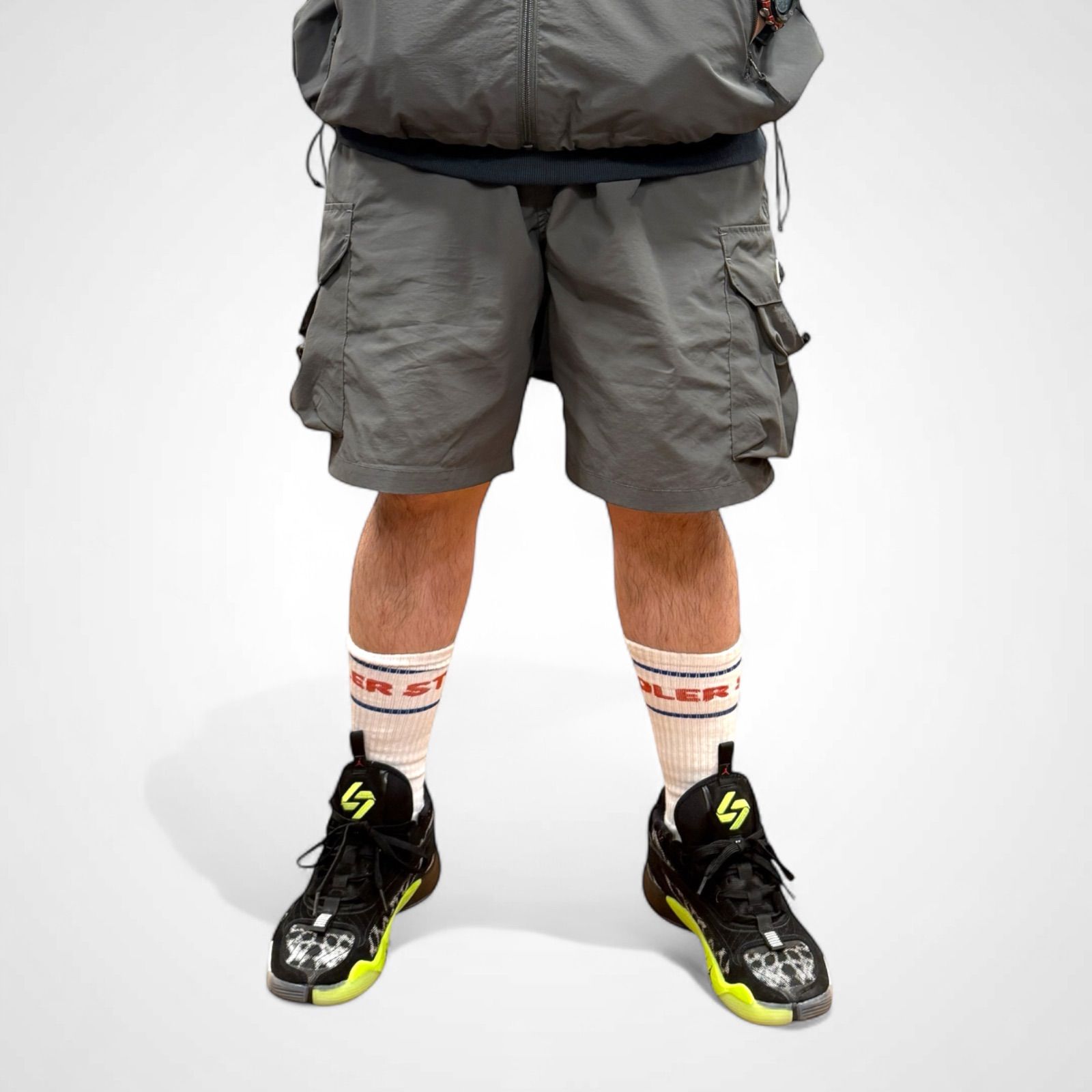 POLER SHIRRING NYLON WIDE CARGO SHORTS 251mcv0004 ポーラー ショートパンツ