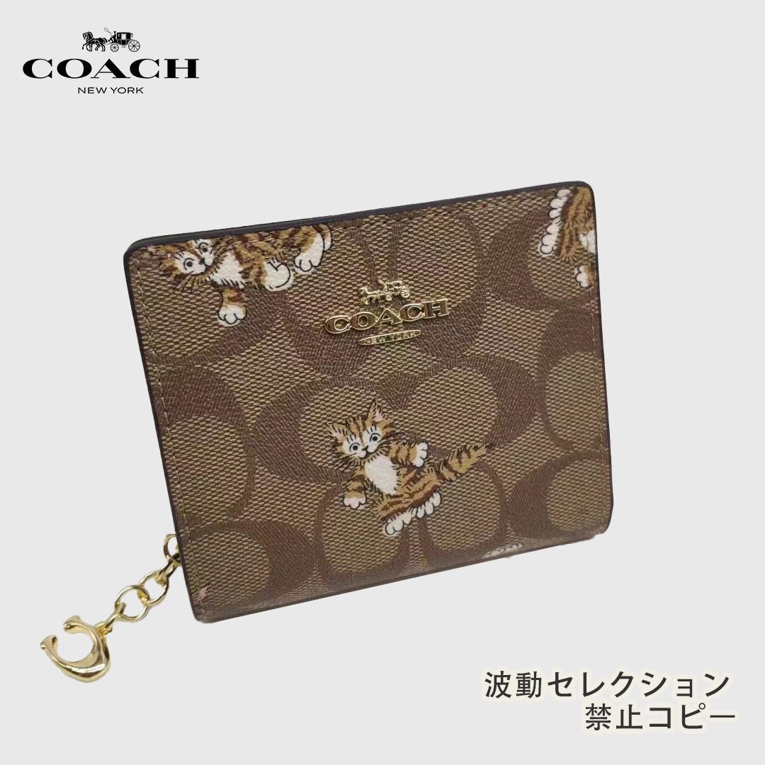 COACH シグネチャ二つ折り財布 猫柄 デザイン 箱・袋付き CC922 新品 - メルカリ