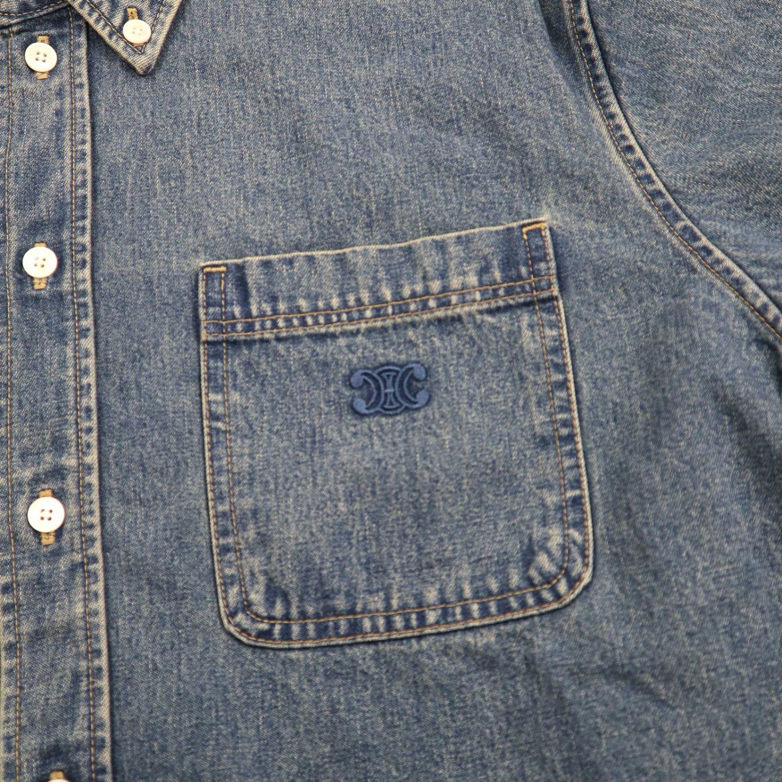 CELINE セリーヌ 21AW トリオンフウォッシュデニムクロップドシャツ