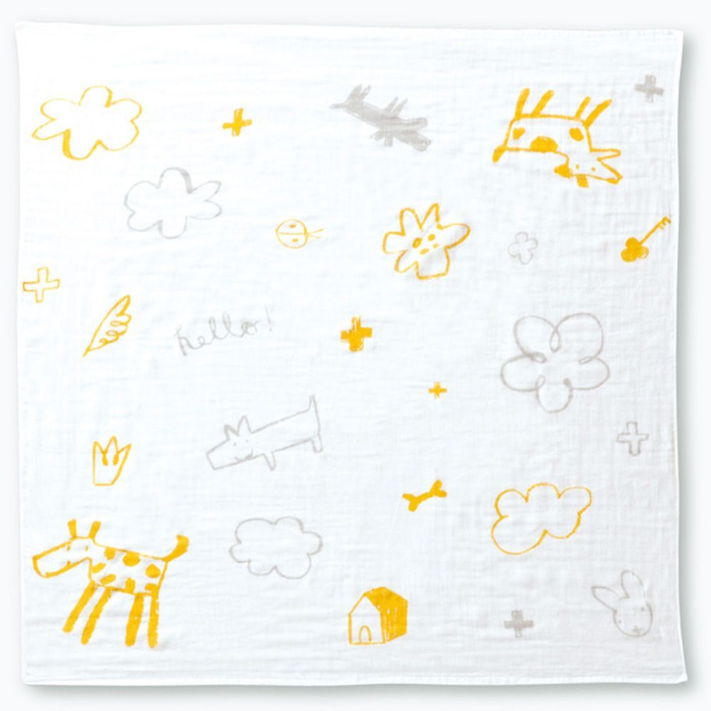 おさんぽYELLOW  Hug me おくるみ 3層ガーゼケット ガーゼ おくるみ 日本製 ギフト ガーゼケット お昼寝ケット ガーゼケット ブランケット ひざ掛け 出産祝い 箱入り 3層 3重 オーガニック ベビー