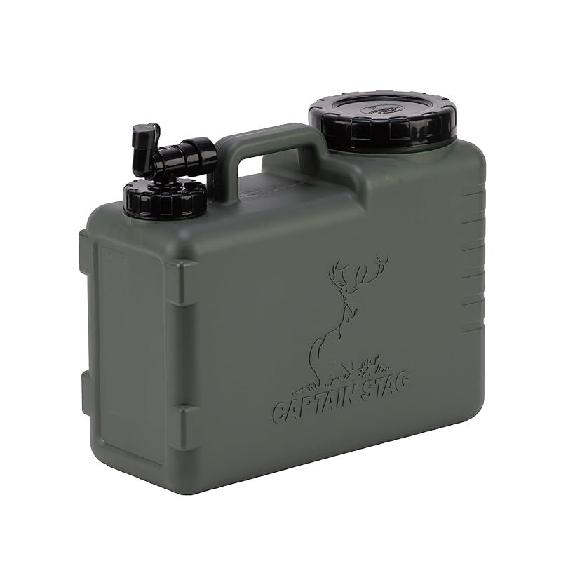 キャプテンスタッグ(CAPTAIN STAG) ポリタンク ウォータータンク ウォータージャグ 20L 蛇口付 取っ手付 オリーブ 日本