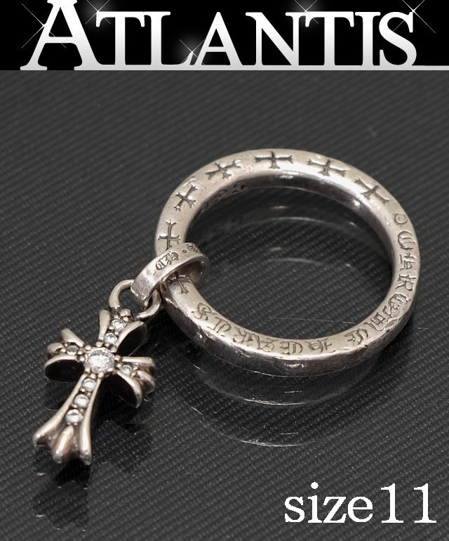 CHROME HEARTS 銀座店 クロムハーツ NTFL ベイビーファットクロス 両面 パヴェダイヤ リング 指輪 シルバー SV925 約11号 99185