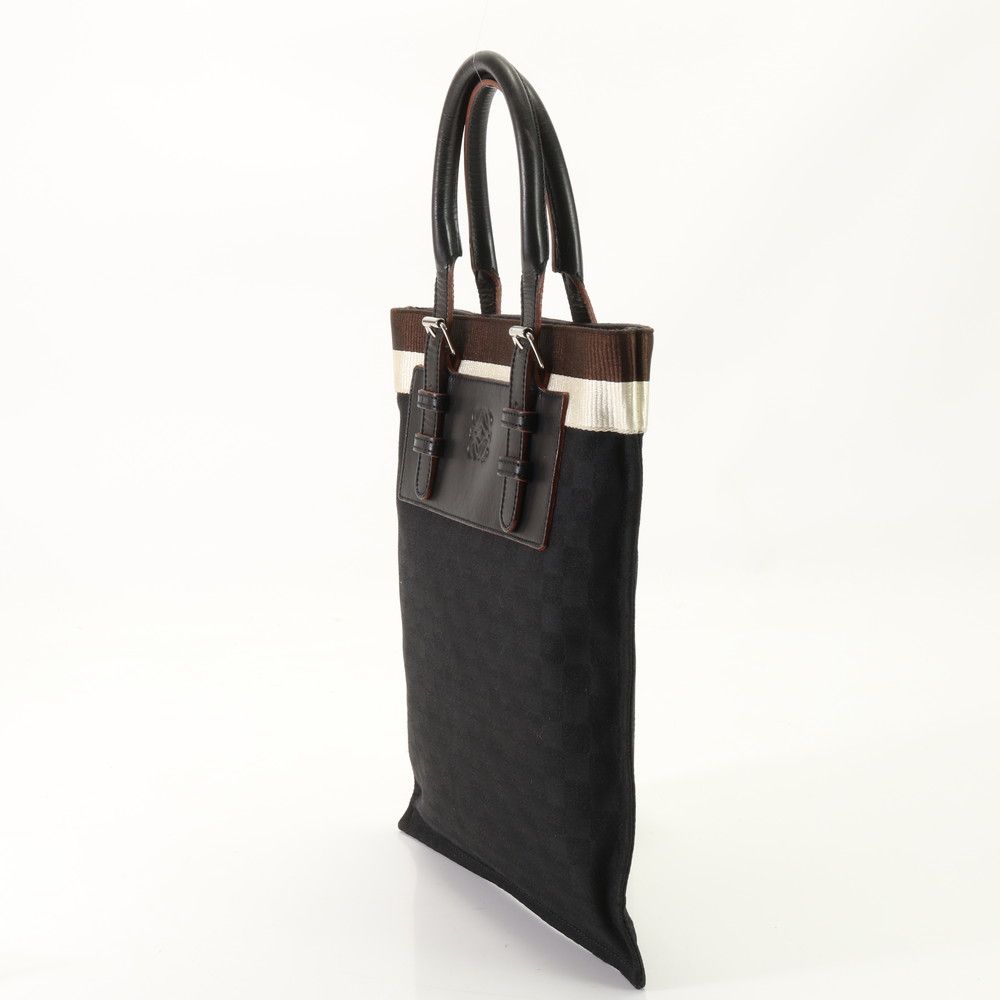 美品 ロエベ アナグラム レザー キャンバス トート バッグ ショルダー