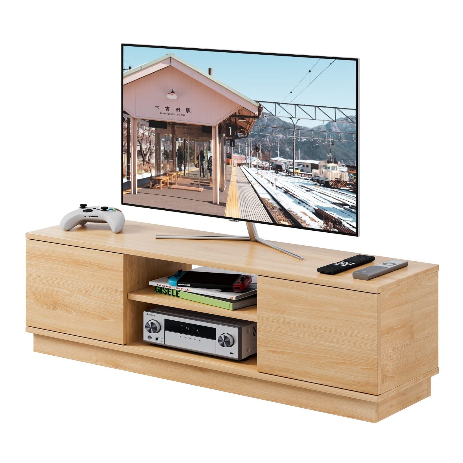 人気商品 ロータイプ 幅110 高さ33cm 収納 tv台 テレビボード tvボード 43インチ対応 ローボード 24-47型対応 テレビ台 扉付き 大容量収納スペース WLIVE ナチュラル