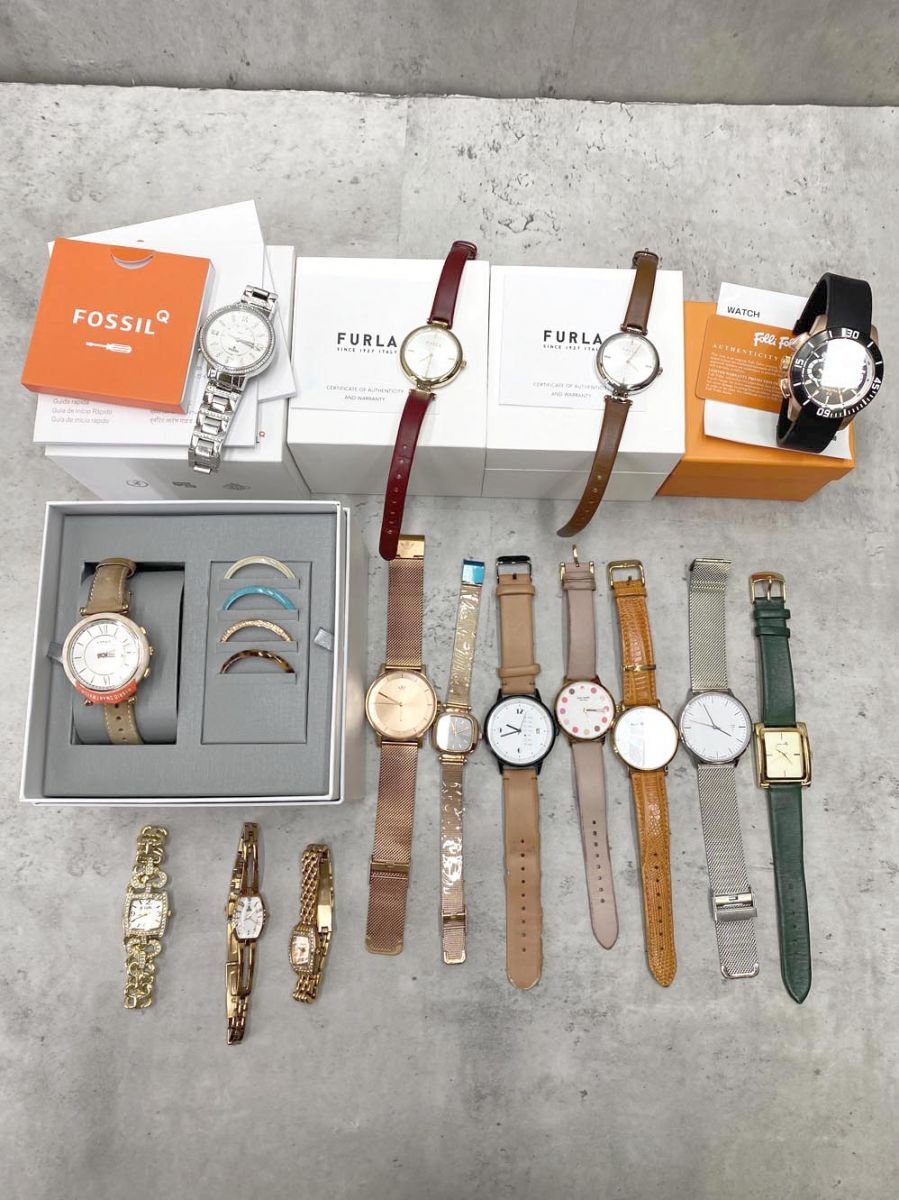 ブランド腕時計15点 FURLA フォリフォリ Kate spade フォッシル その他 ジャンク品 腕 時計 ◎レディース