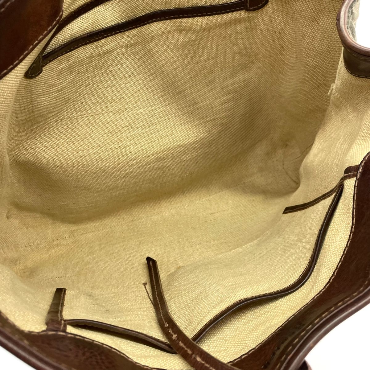 【新入荷·数量限定】 genten ゲンテン トートバッグ レザー×キャンバス ブラウン レディース 240001163196