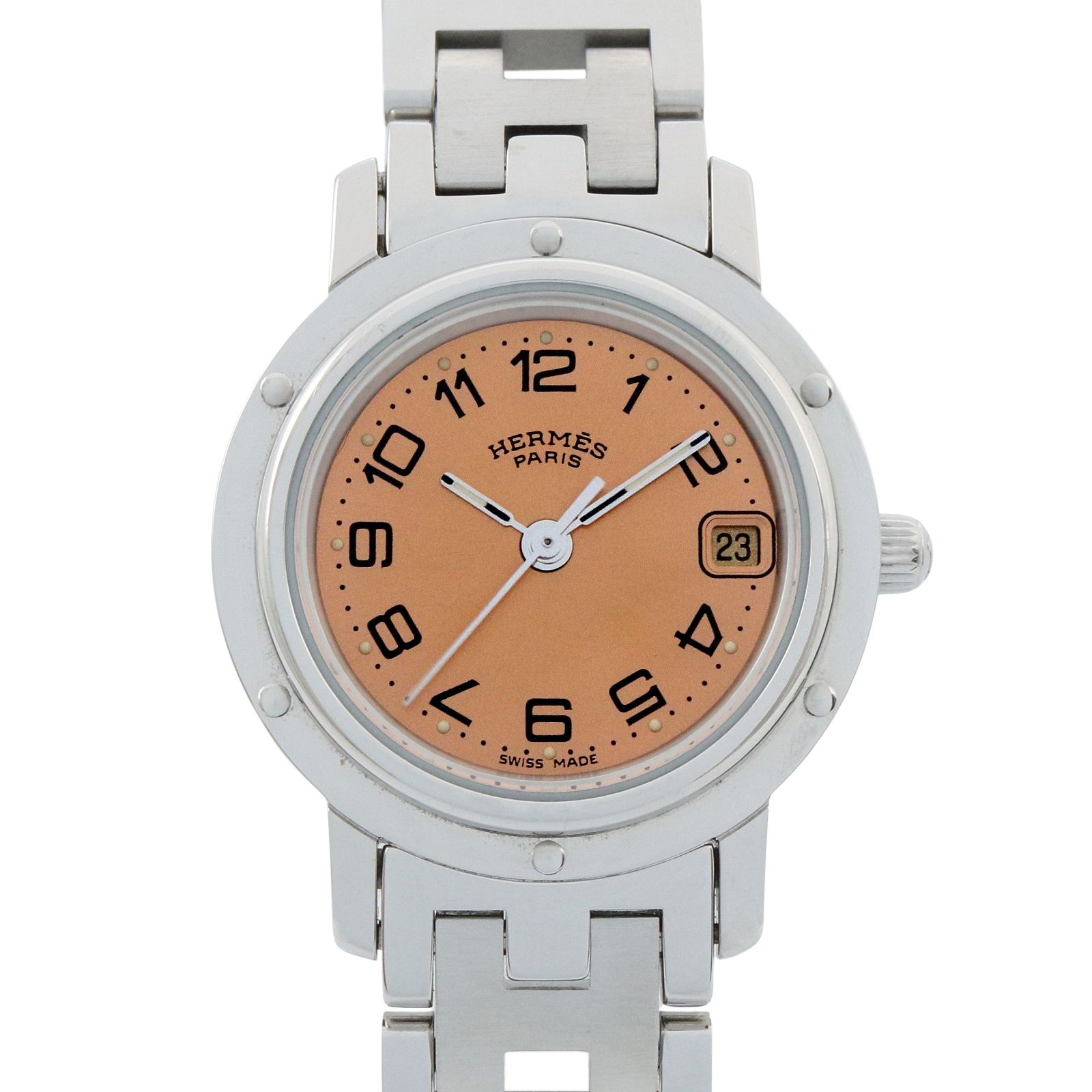 エルメス HERMES 腕時計 クリッパー CL4.210 ピンク ステンレススチール クリッパー レディース Used A