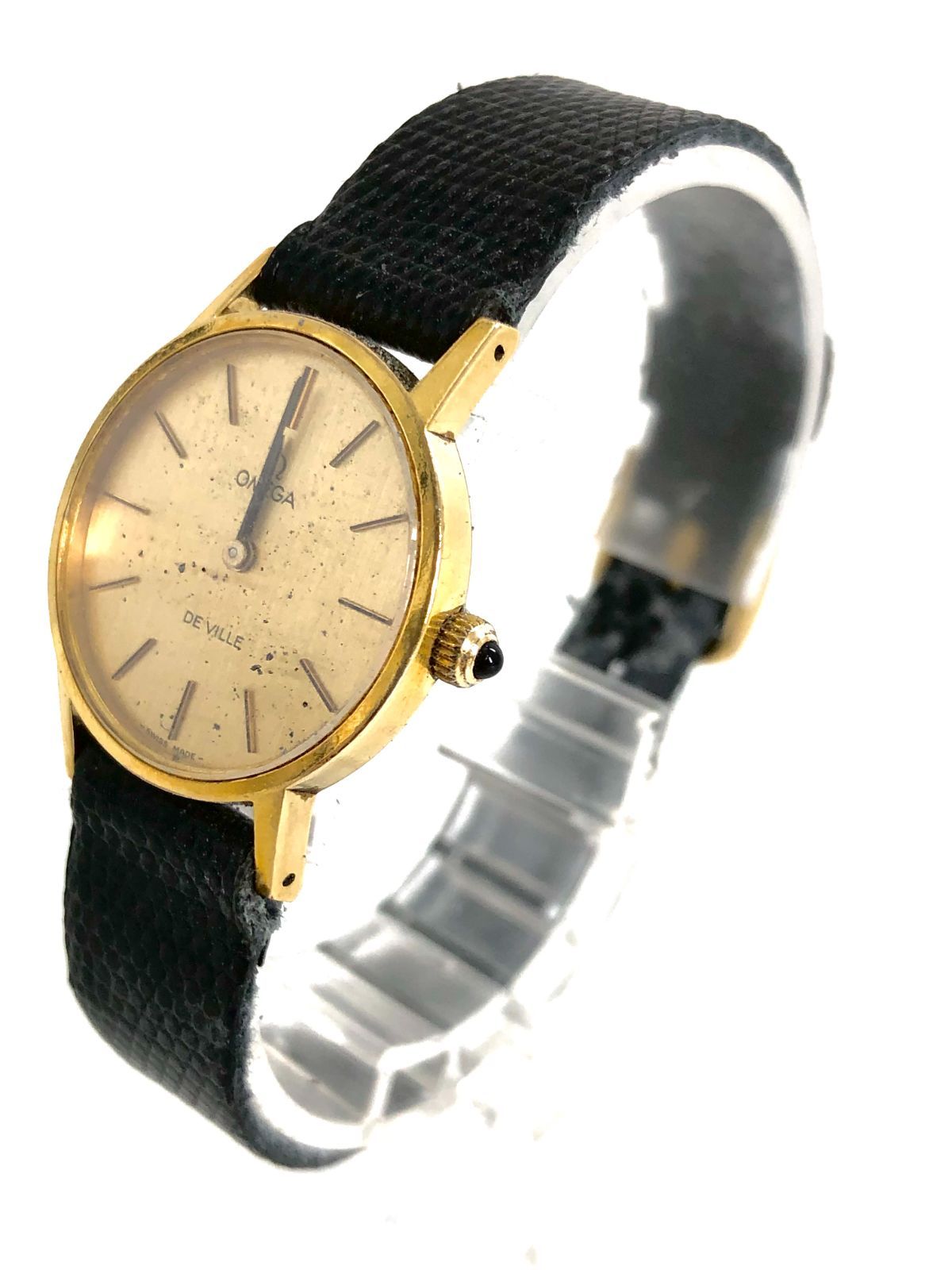中古 OMEGA DEVILLE レディース ゴールド 24 OMEGA 時計 デビル 箱付き スクエア ゴールド レディース 希少