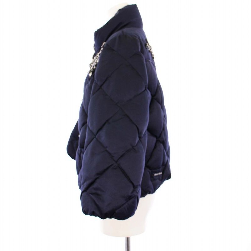 MIU MIU / ビジュー/ダウンジャケット/40/ナイロン/NVY ミュウミュウ miumiu PIUMINO NYLON ダウンジャケット アウター