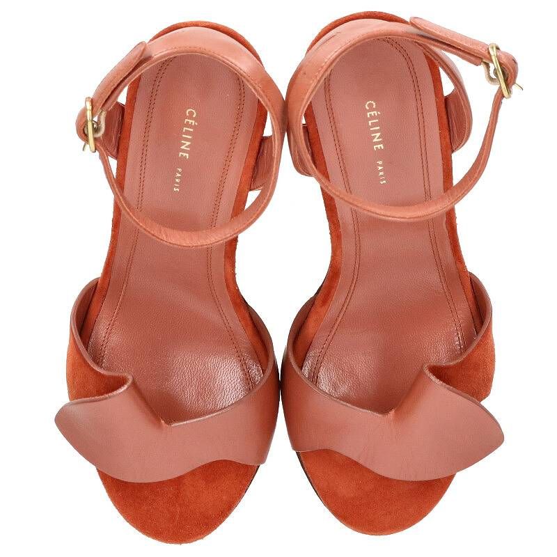 セリーヌ Ruffle Sandals スウェードレザーサンダル レディース 35.5 ...