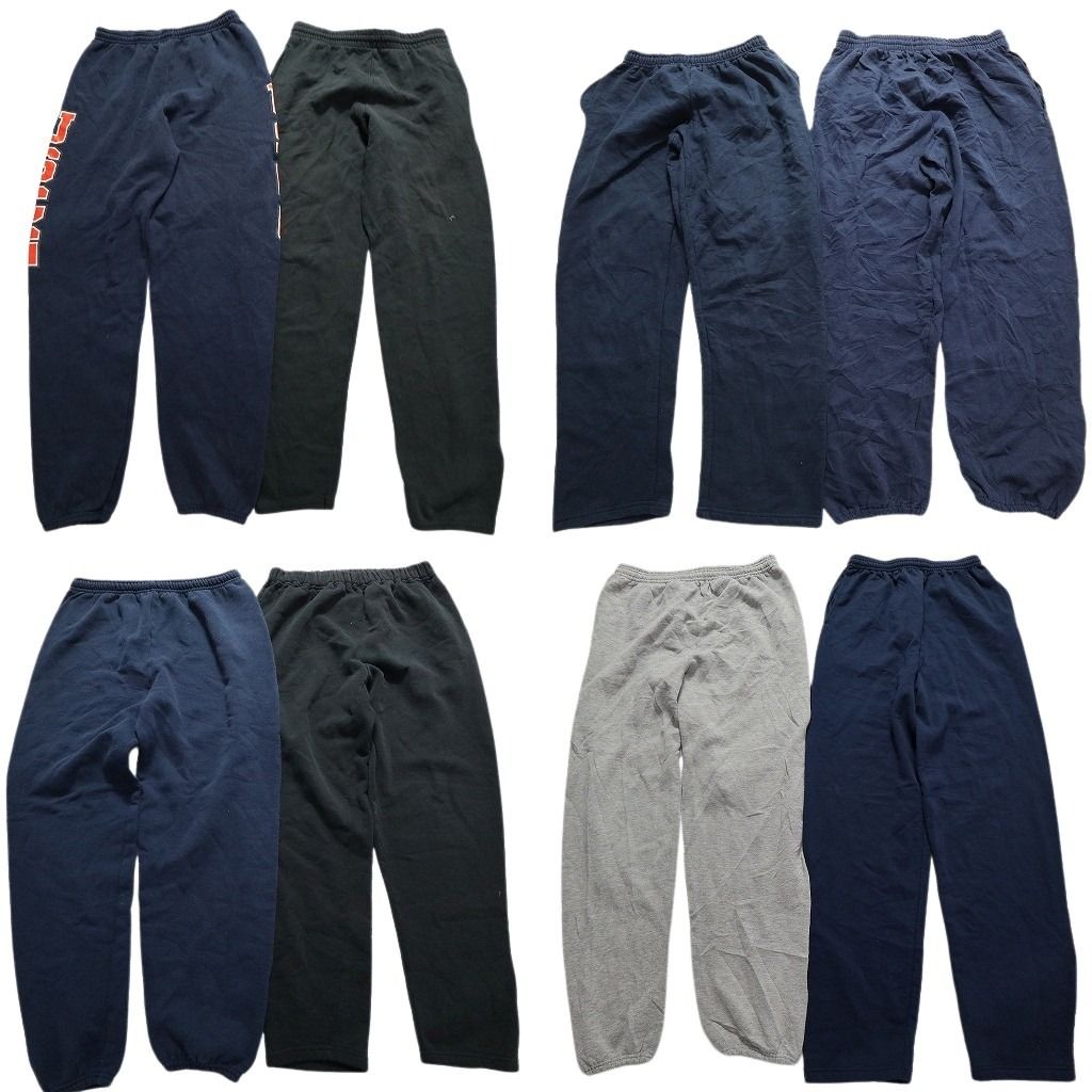 古着卸 スウェット パンツ 8枚セット メンズ Ｌ 英字プリント 無地 単色 ブラック 黒 古着 NA0455