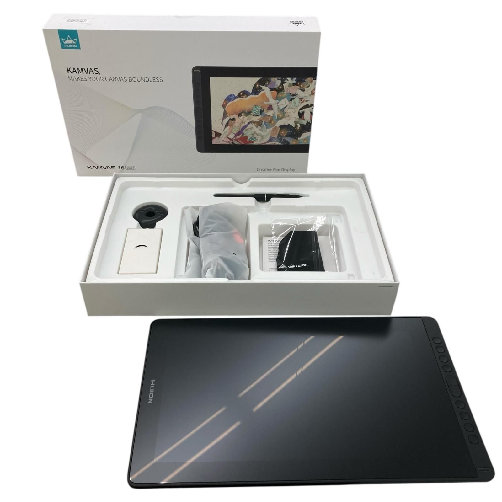186000 HUION 液タブ Kamvas 16 2021 15.6インチ き 付き 通電 済み