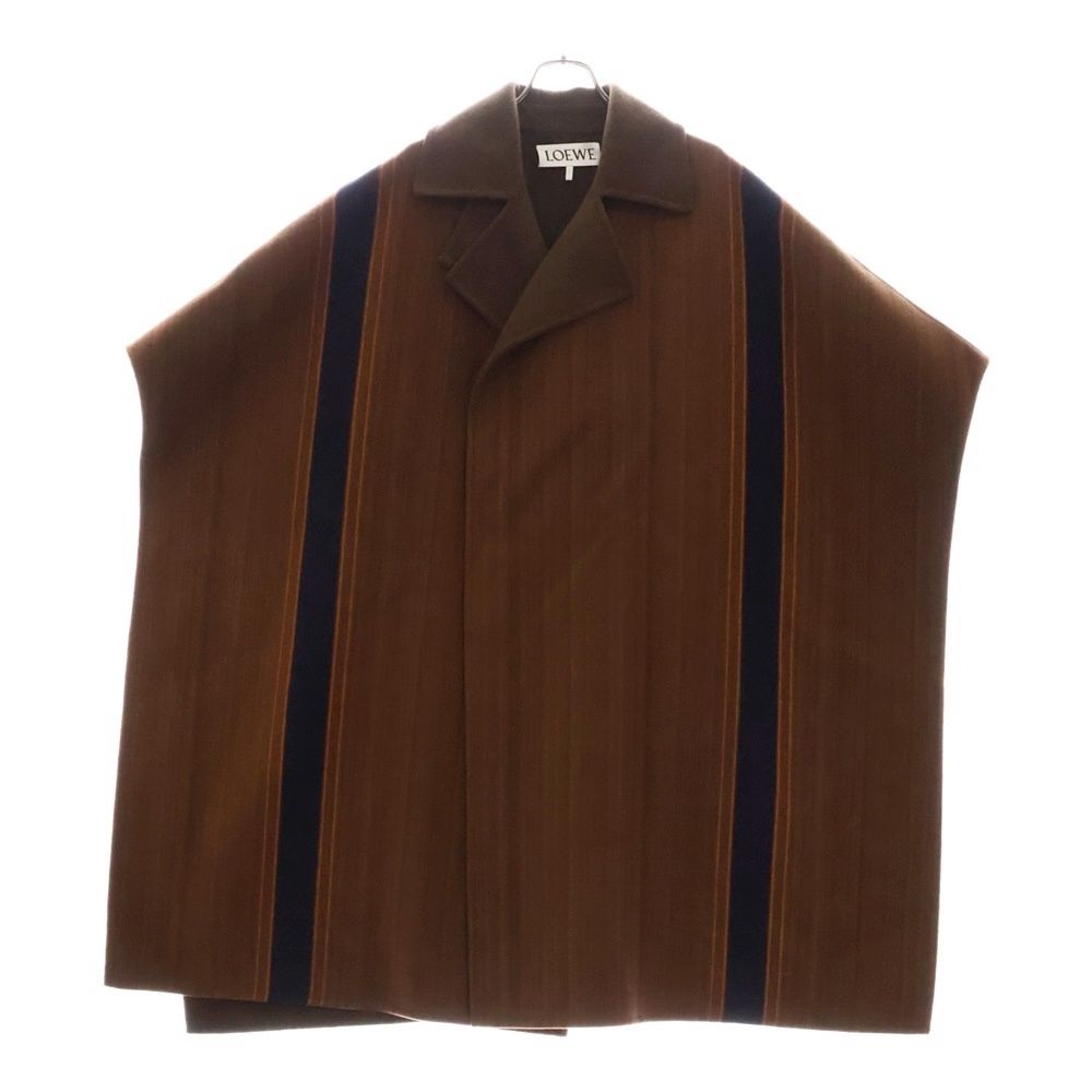 LOEWE (ロエベ) ウール カシミヤ ストライプ総柄 ポンチョ コート