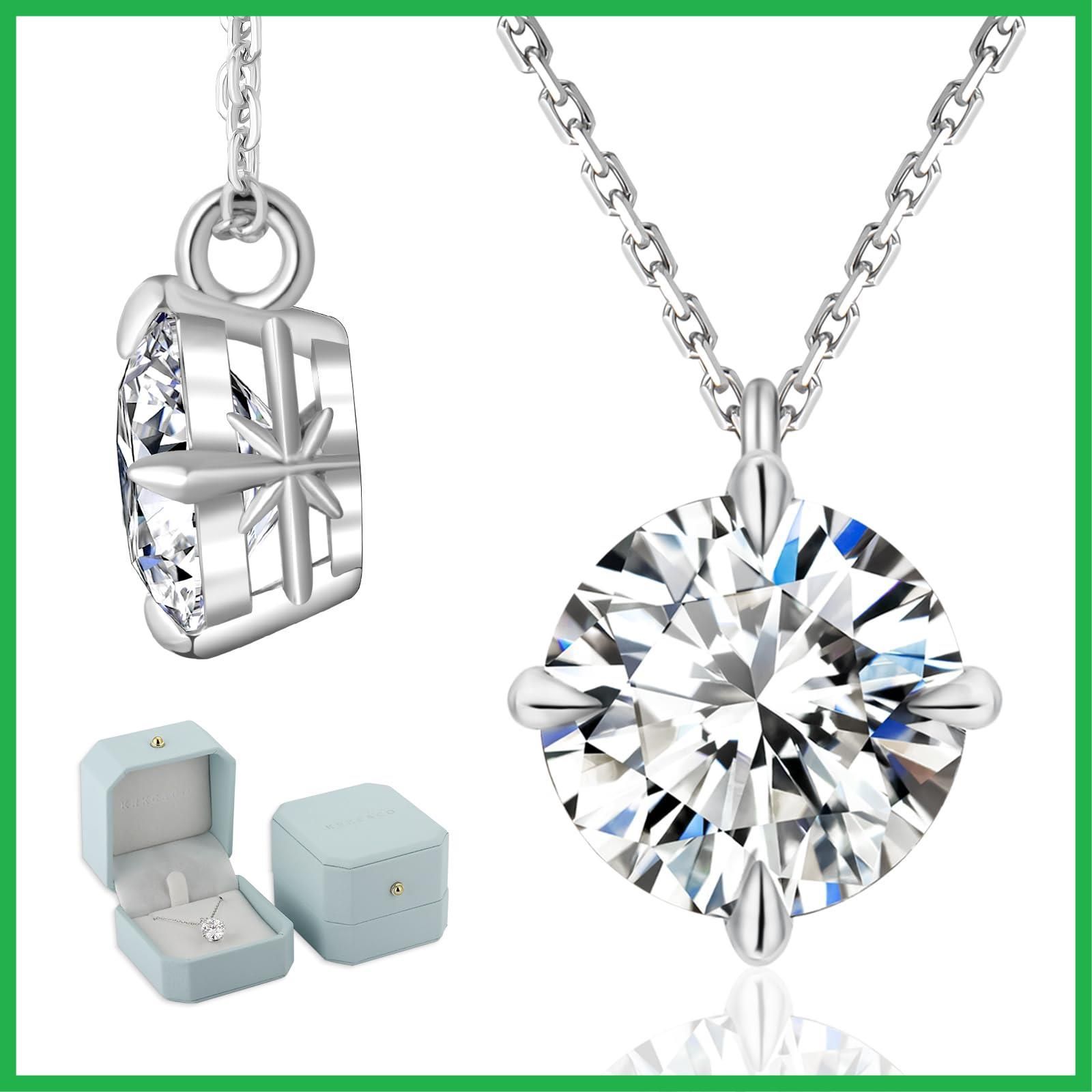 レディースネックレス 4本爪一粒ダイヤ 0.5ct|1ct|2ct|3ct|4ct シルバー925 モアサナイト モアッサナイト ペンダントネックレス 金属アレルギー対応 ホワイトゴールメッキ 長さ調節 ギフトボックス付き KRKC 女性 プレゼント 誕生