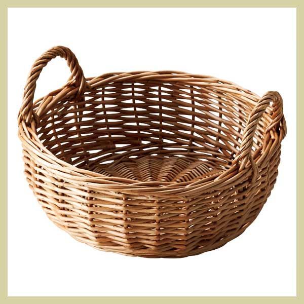『煮柳』丸タイプバスケット（両手持ち）「26×9cm」　※小物入れ，かご，アジアン雑貨，シリーズ，レトロ，フルーツバスケット，籐風，天然素材，リーズナブル，和室，和風，テーブルウ