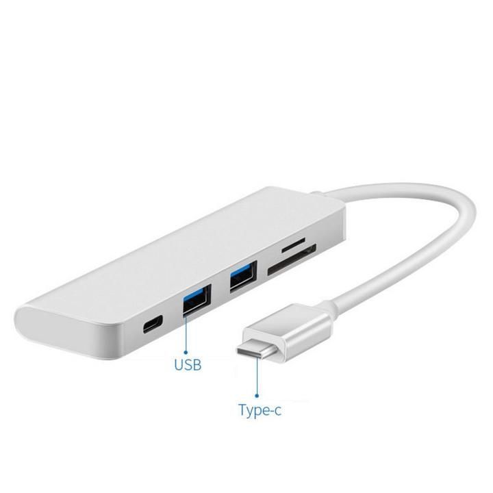 USB-C 5in1 カードリーダーu0026USB3.0×2ポート ハブ付 Cメス給電ポート付 マルチ 変換アダプタ 30cm USB3.1 Type C  to USB HUB SD/TF/MicroSD