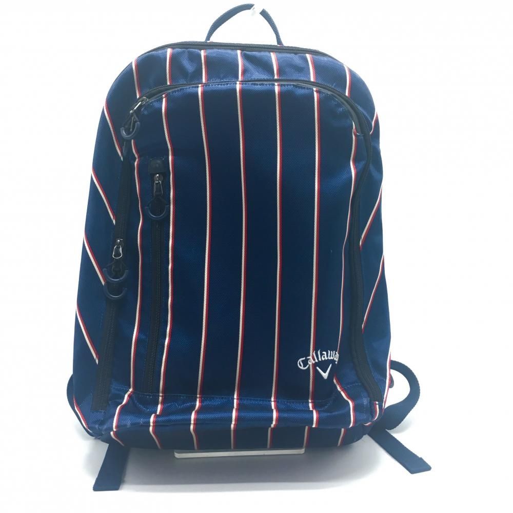 キャロウェイ リュック ネイビー×レッド ストライプ 内側ポーチ着脱可ゴルフ Callaway