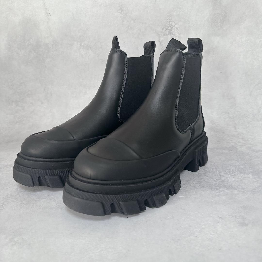 Ganni ガニー レザー チェルシーブーツ ブラック 36 箱無し