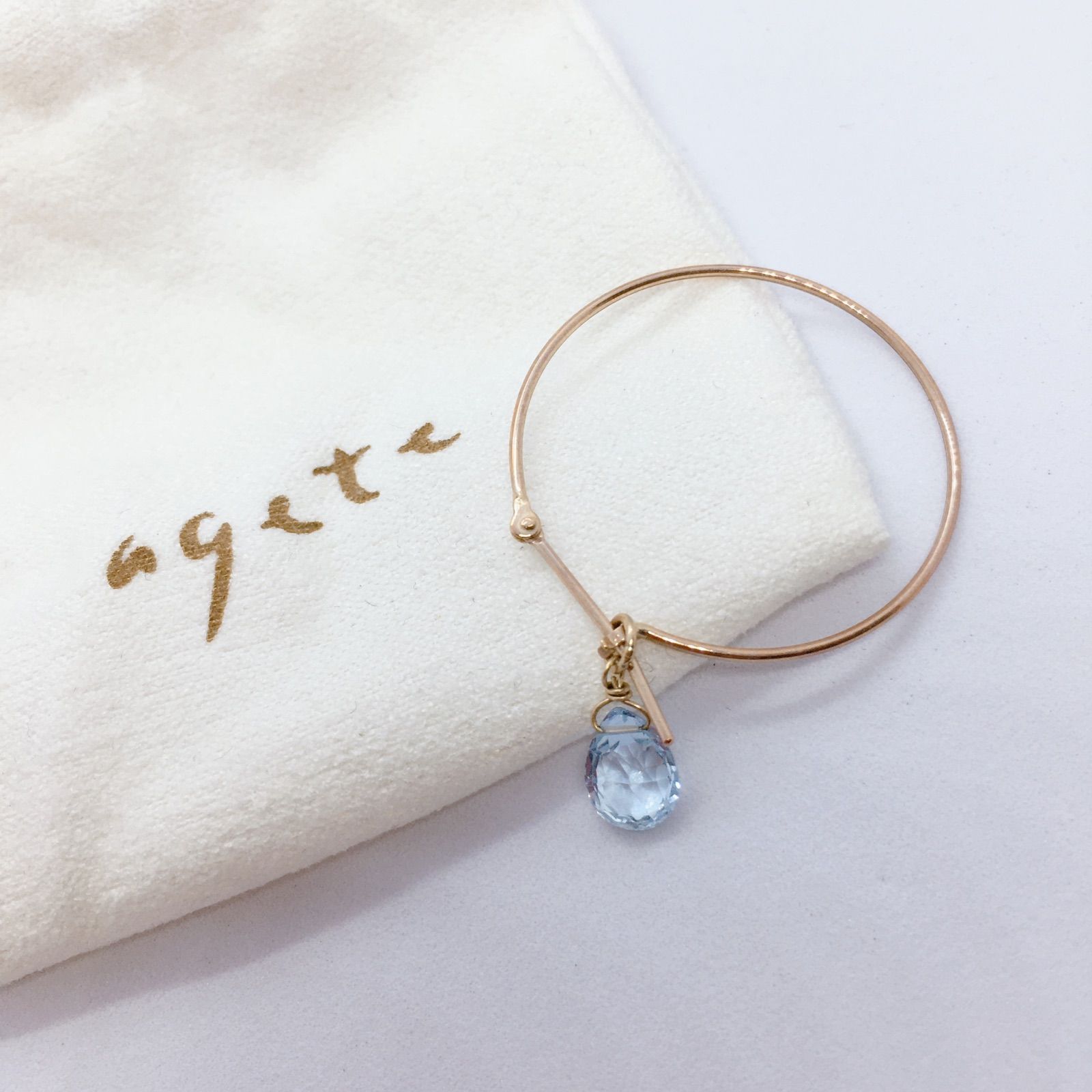 agate アガット スカイブルートパーズ シンプルフープピアス 片耳 