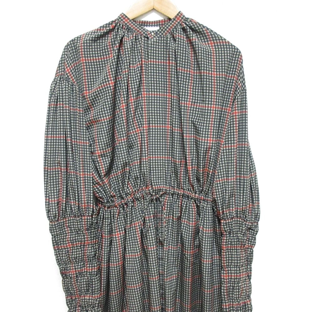 美品 HYKE ハイク Plaid Gathered Dress ギンガムチェック柄 シャツ 