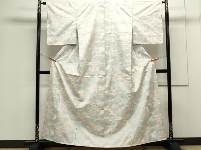 平和屋着物○本場大島紬 白大島 雲重ね枝花文 正絹 逸品 CAAS0313th  