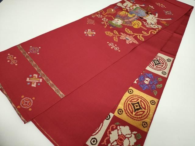 平和屋着物○六通柄 本袋帯 龍村平蔵柄 彩晃袋織 人形手錦 金銀糸 正絹