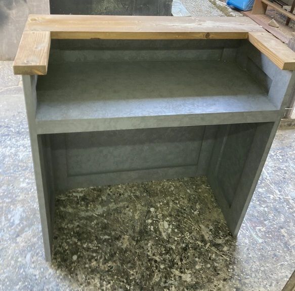 受注製作 天板ミディアム グレーストーン柄 モルタル カウンターテーブル 900 店舗 ネイル 美容室レジカウンター受付カウンター