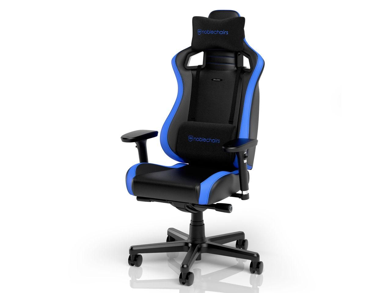 4営業日で発送 noblechairs NBLECCPUBLU NBL-ECC-PU-BLU ゲーミングチェア W620xD620xH1120～1220mm EPIC COMPACT PUレザーモデル ブルー