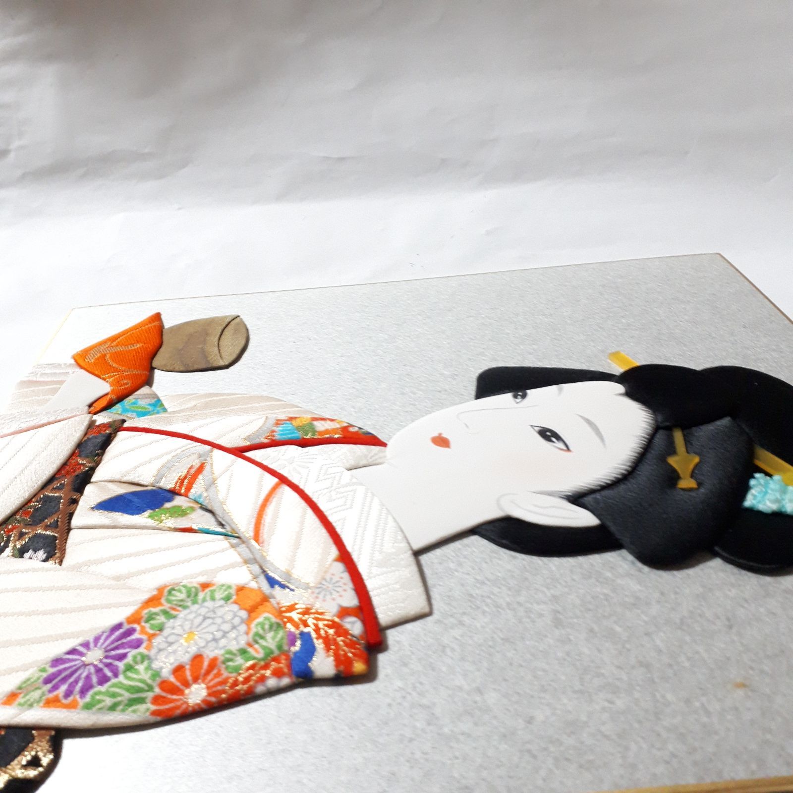 色紙アート 日本美人 押し絵 着物 和装 茶道 インテリア 押絵 一服献上