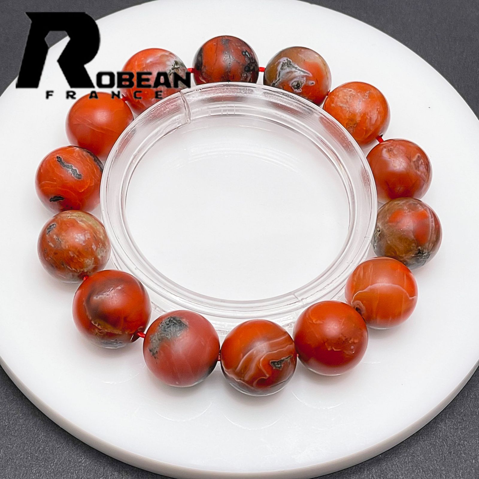 在庫切れ 貴重 EU製 定価5万円ROBEAN・ナンホーン瑪瑙（南紅瑪瑙）ブレスレット アクセサリー パワーストーン 綺麗 貴重 幸運 贈り物 プレゼント ギフト 15.4-16mm 1001G1048