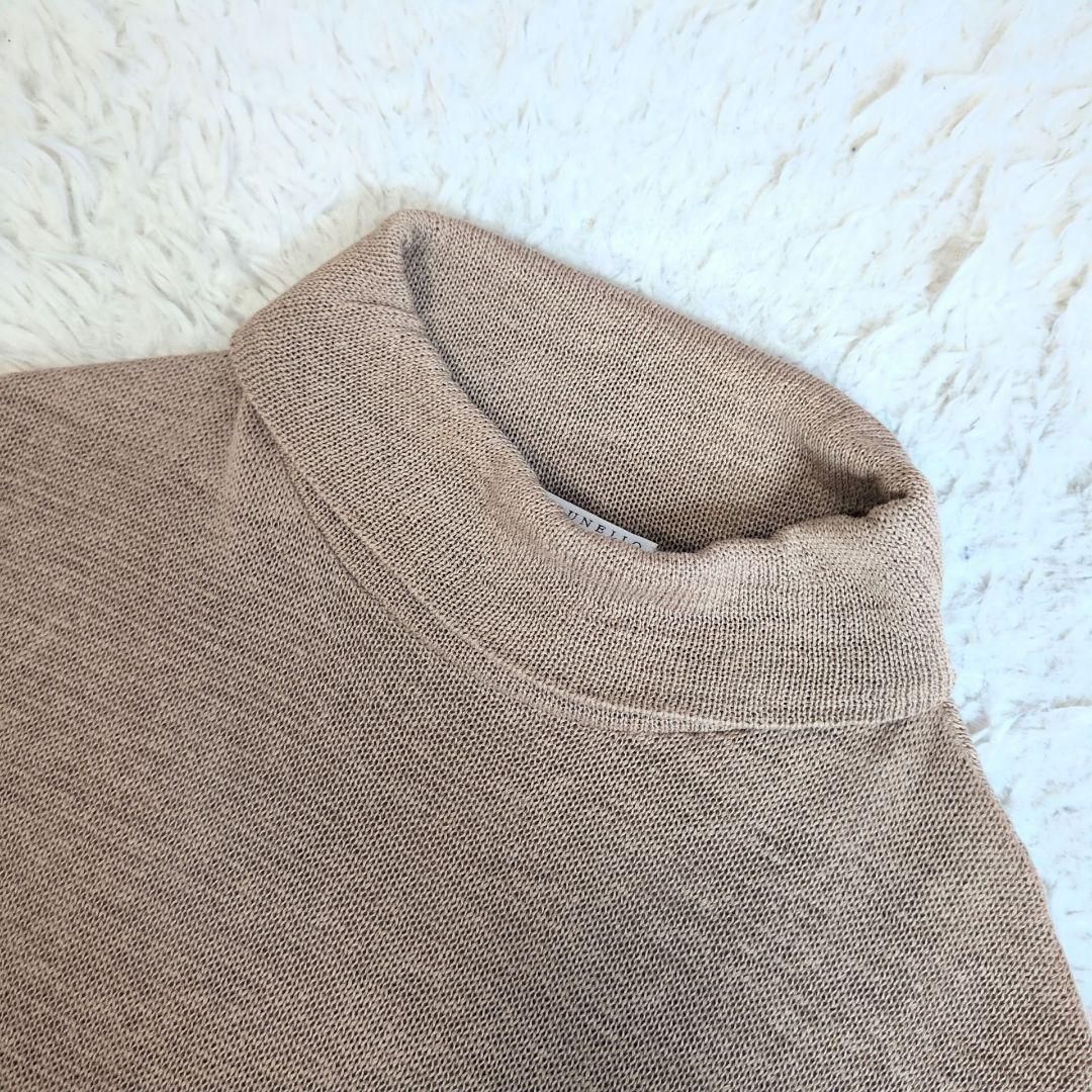 BRUNELLO CUCINELLI ブルネロクチネリ モニーレ装飾 タートルネックフ ニットベスト M ノースリーブ フレンチスリーブ 無地 ラメ オーバーサイズ 綿 コットン 絹 シルク ポリウレタン 伸縮性 ストレッチ ハイネック イタリア製