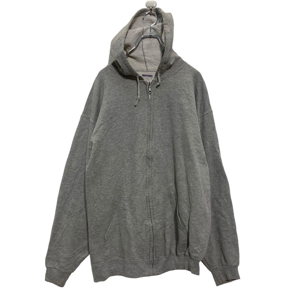USA古着 JERZEES ジップアップパーカー フーディー グレー L JERZEES ロゴ スウェット パーカー L ジャージーズ グレー