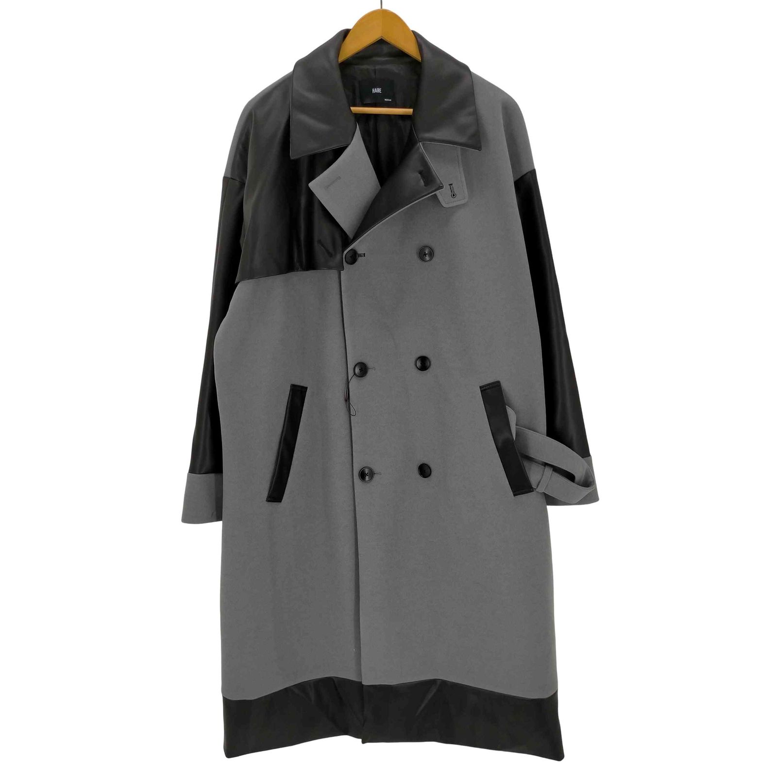 ハレ HARE フェイクレザー切替 トレンチコート メンズ JPN M