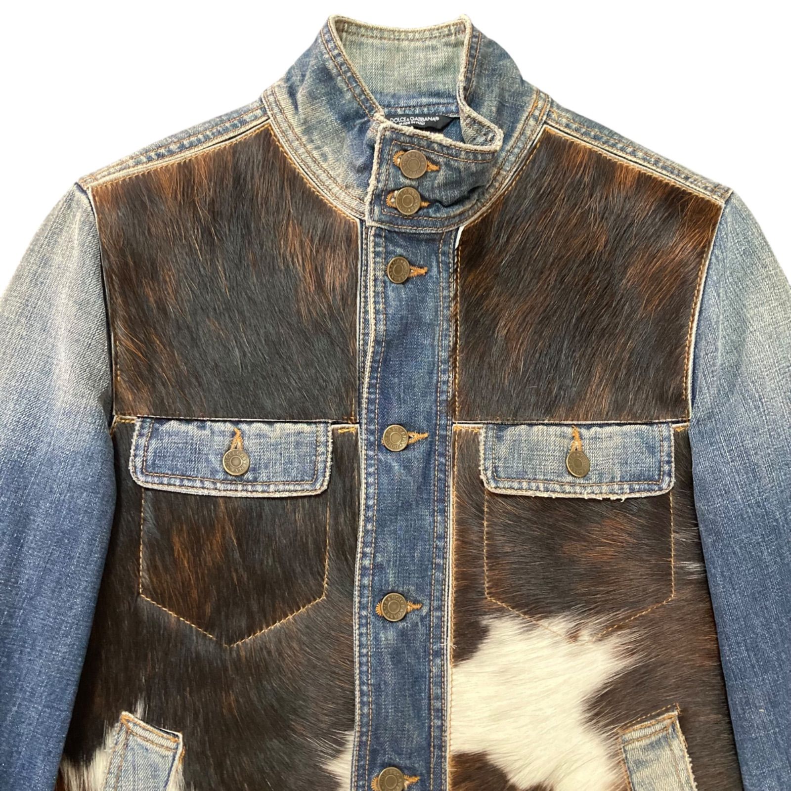 新品 DOLCE&GABBANA レザー切り替えデニム ジャケット D&G