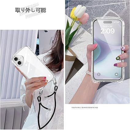 iPhone16 用 ケース ショルダー クリア アイフォン16 スマホケース