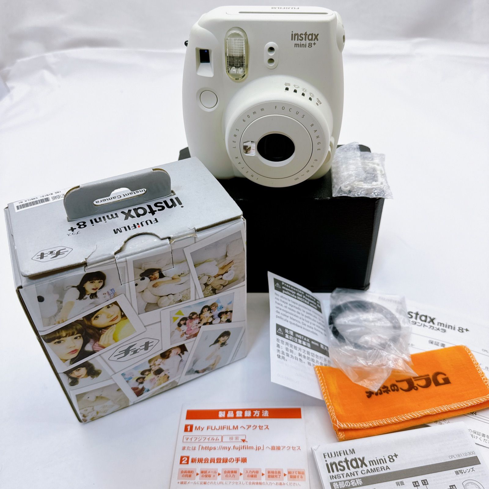 富士フィルム FUJIFILM チェキ インスタックス ミニ instax mini 8+ インスタントカメラ バニラ vanilla 箱・ストラップ付き 動作確認済み