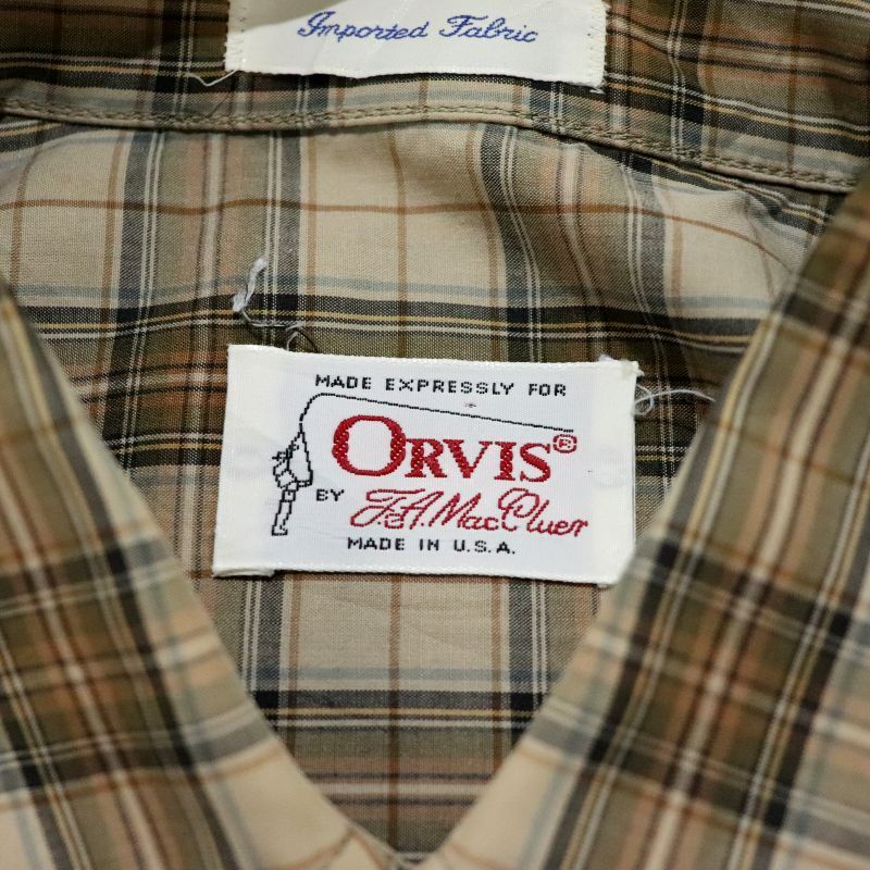 80s USA製 vintage ORVIS チェック柄 ボタンダウン 長袖シャツ メンズ 表記Lサイズ